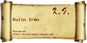 Kulin Irén névjegykártya